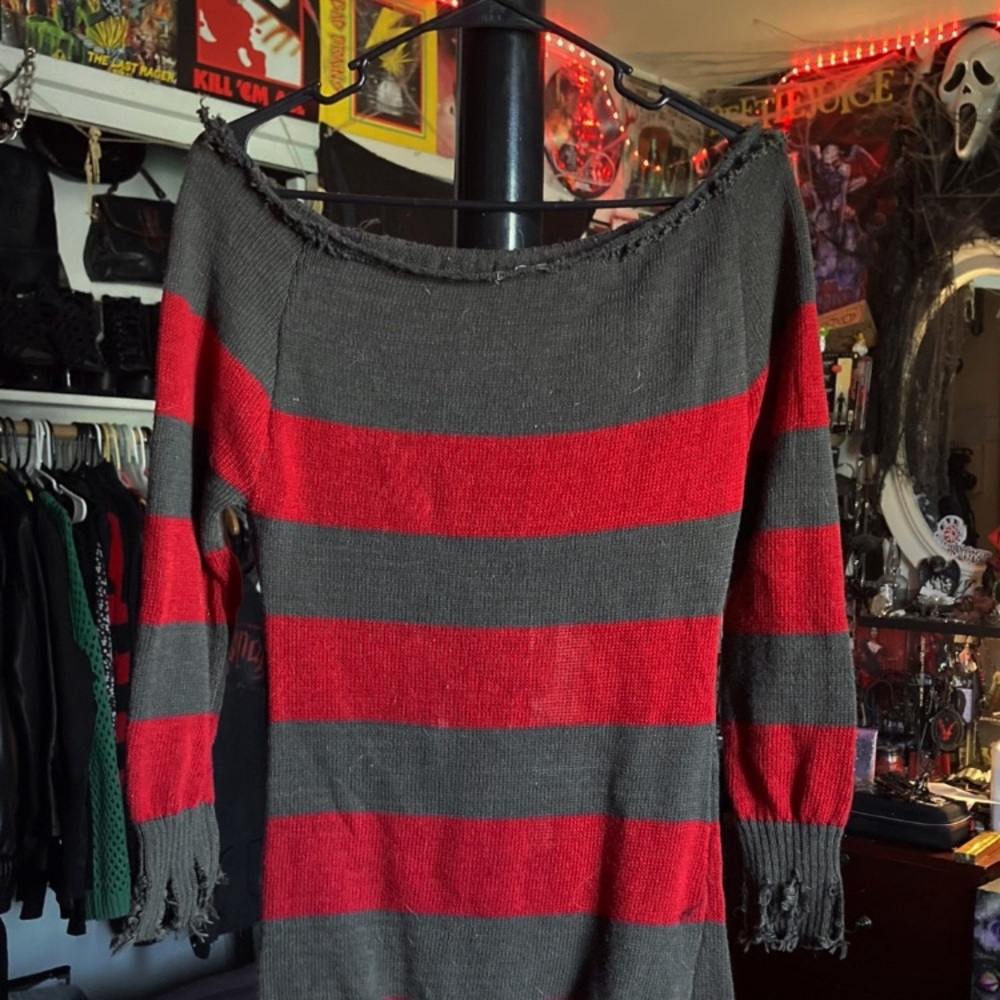Off Shoulder Freddy Kruger Sweater Dress